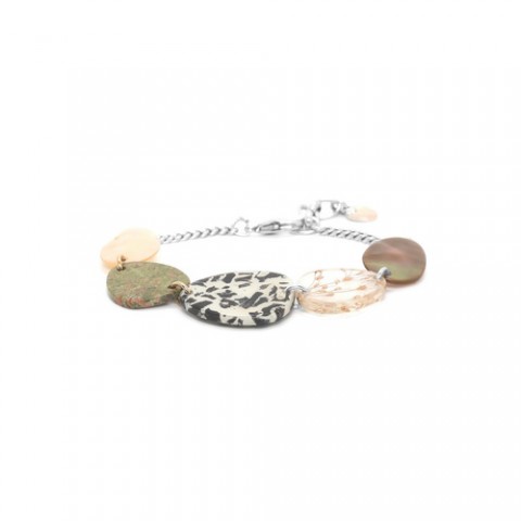 Браслет из унакита, перламутра и розовой ракушки NATURALISTE 13--32741