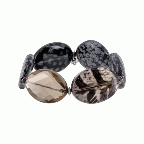 Браслет из дымчатого кварца и агата MIGRATION 6 pcs stretch 