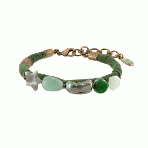 Браслет из амазонита, авантюрина, рутилита и нефрита Ever Green simple