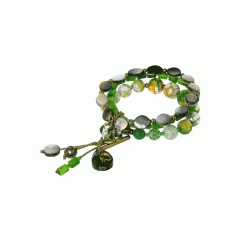 Браслет из бирюзы, змеевика, агата и коралла RAINFOREST 13--23101