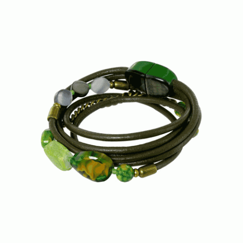 Браслет из бирюзы, змеевика, агата и коралла RAINFOREST 13--23104