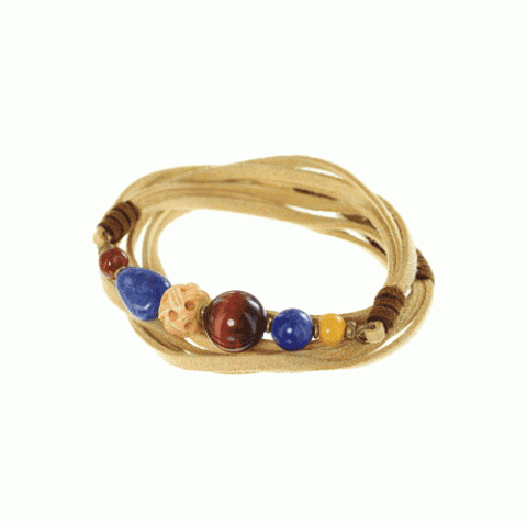 Браслет из янтаря, коралла, яшмы, ляписа, нефрита и содалита INDY 13--23372