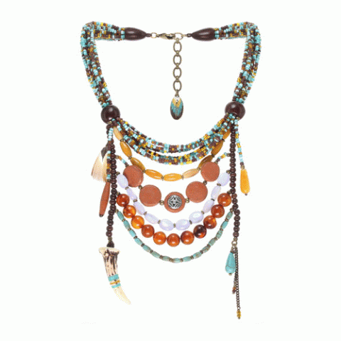 Колье из янтаря, халцедона, яшмы и глины MANITOBA 15--25932