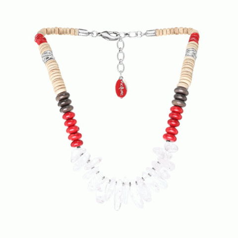 Колье из кокоса, коралла, горного хрусталя и серого эбенового дерева ICELAND 15--26323