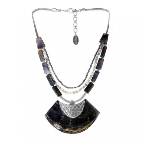 Колье из черного перламутра и гематита BLACK MAMBA 15--26433