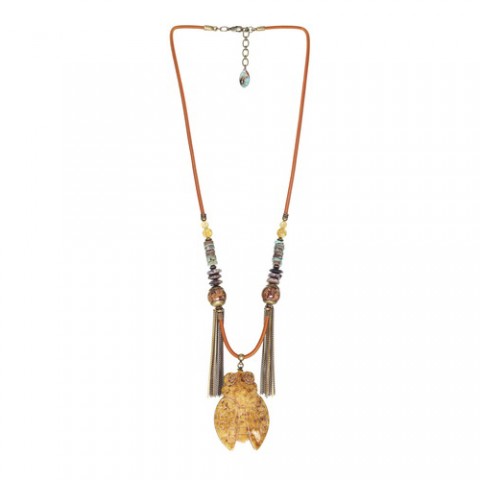 Колье из перламутра, жемчуга, нефрита, яшмы и джекфрута SHANGRI LA 15--26492