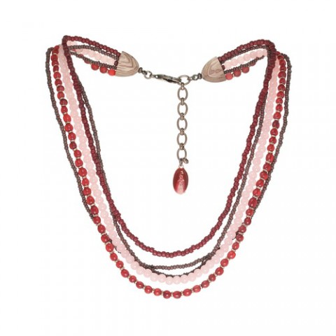 Колье из рога, родонита, розового дерева и кожи змеи GRANADA 15--26585