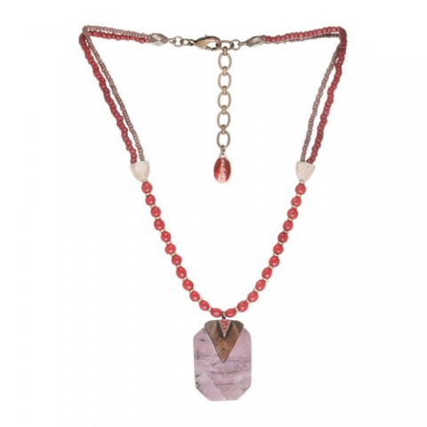 Колье из рога, родонита, розового дерева и кожи змеи GRANADA 15--26588