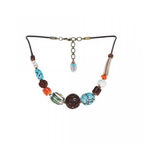 Колье из коралла, лианы, тибетской бирюзы и железного дерева BUSH CRAFT 15--26675