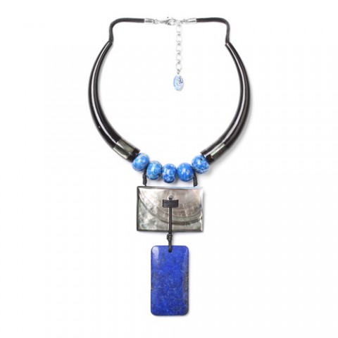 Колье из ляписа лазури и черного перламутра DEEP BLUE 15--27850
