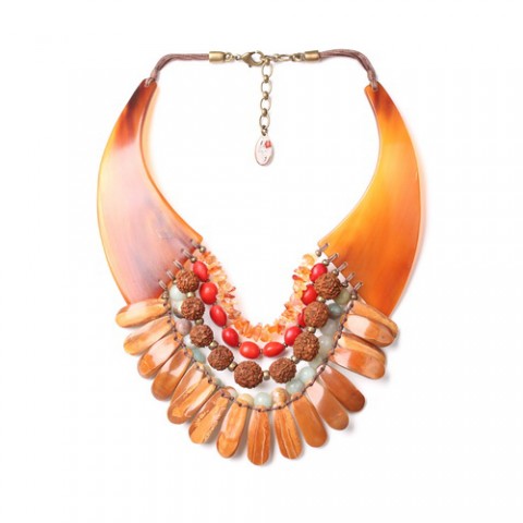 Колье из агата, амазонита, лианы и рога BROCELIANDE 15--27950