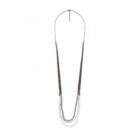 Колье из кокоса, нефрита, аквамарина и жемчуга TAMAKO 15--40823