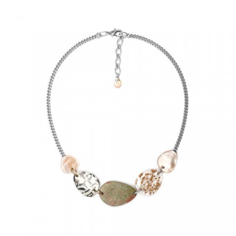 Колье из унакита, перламутра и розовой ракушки NATURALISTE 15--40973