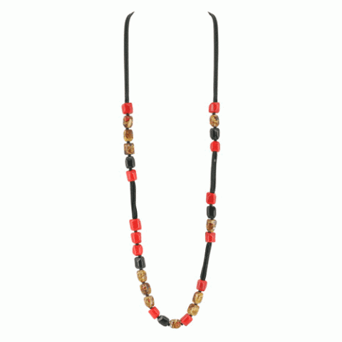 Колье из коралла, черного рога и лепестков цветов под смолой ROSE ROUGE 15--19114