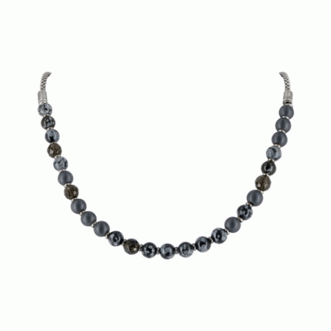 Колье из дымчатого кварца и агата MIGRATION simple necklace 