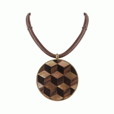 Колье из перламутра и тигрового дерева ILLUSION big pendant necklace 