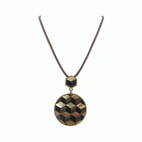 Колье из перламутра и тигрового дерева ILLUSION small pendant necklace 