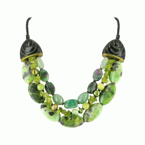 Колье из агата и бирюзы CAPE VERDE 3 rows necklace 