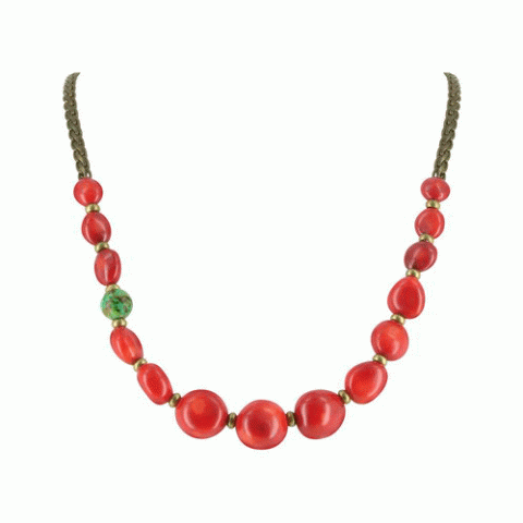 Колье из коралла и тибетской бирюзы LHASSA little graduated necklace