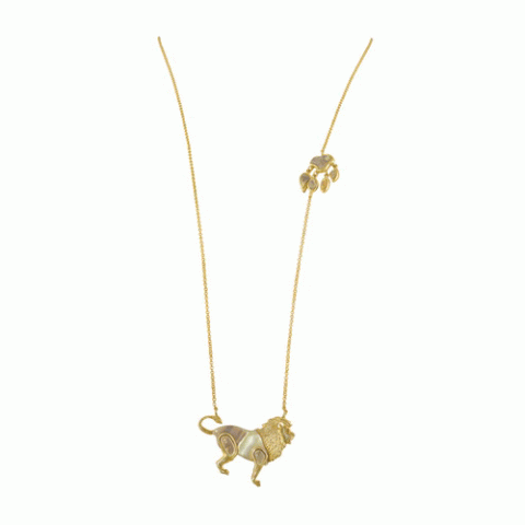 Колье из тигрового глаза и золотистого перламутра MALAWI lion necklace
