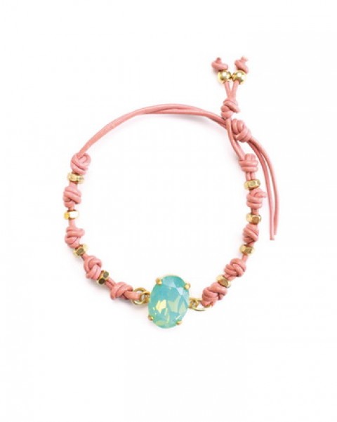 Браслет Exoal - Single leather crystal summ