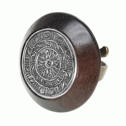 Кольцо из тигрового дерева, горного хрусталя и кожи MACASSAR 19--21783