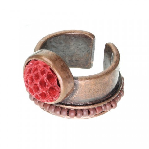 Кольцо из рога, родонита, розового дерева и кожи змеи GRANADA 19--22294