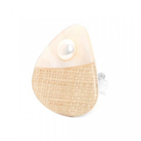 Кольцо из жемчуга, розовой ракушки и горного хрусталя EL NIDO 19--23621