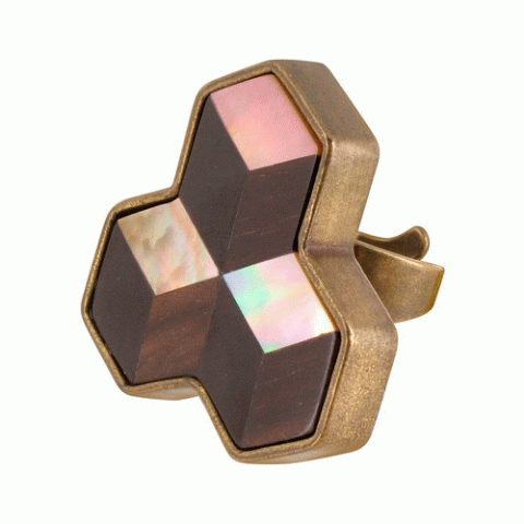 Кольцо из перламутра и тигрового дерева ILLUSION podium ring 
