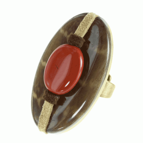 Кольцо из янтаря, коралла, яшмы, ляписа, нефрита и содалита INDY 19--21105