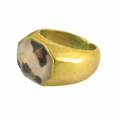 Кольцо из тигрового глаза и золотистого перламутра MALAWI faceted ring
